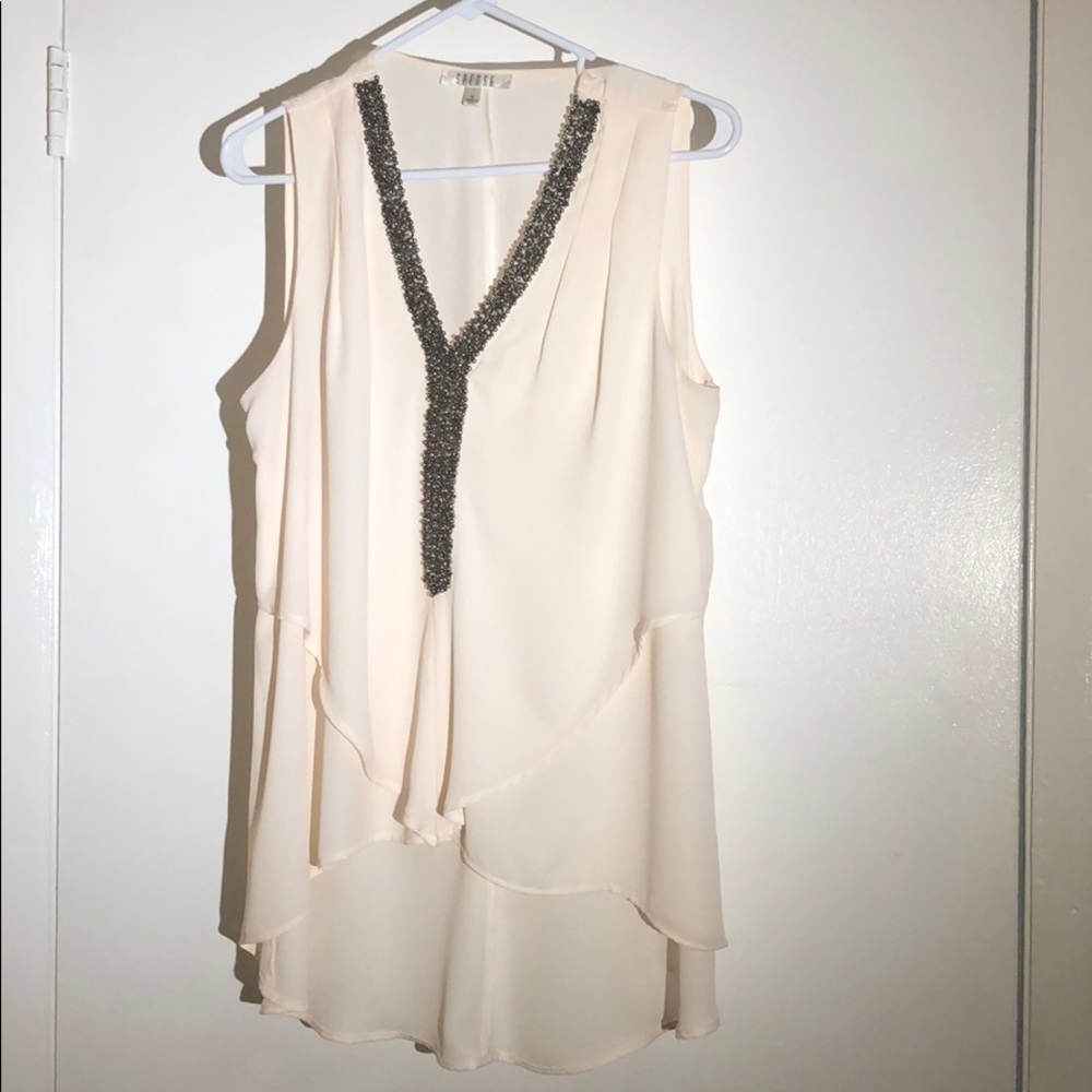 Tan blouse top